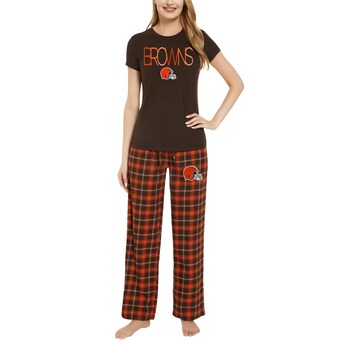 Women's Concepts Sport Brown/Orange Cleveland Browns Arctic T-Shirt & Flannel Pants Sleep Set